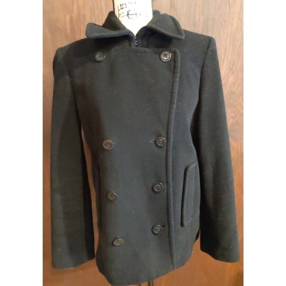 Garnet Hill Women's Black WOOL Blend Lined Peacoat Coat Jacket Size 10 Medium - Picture 1 of 7